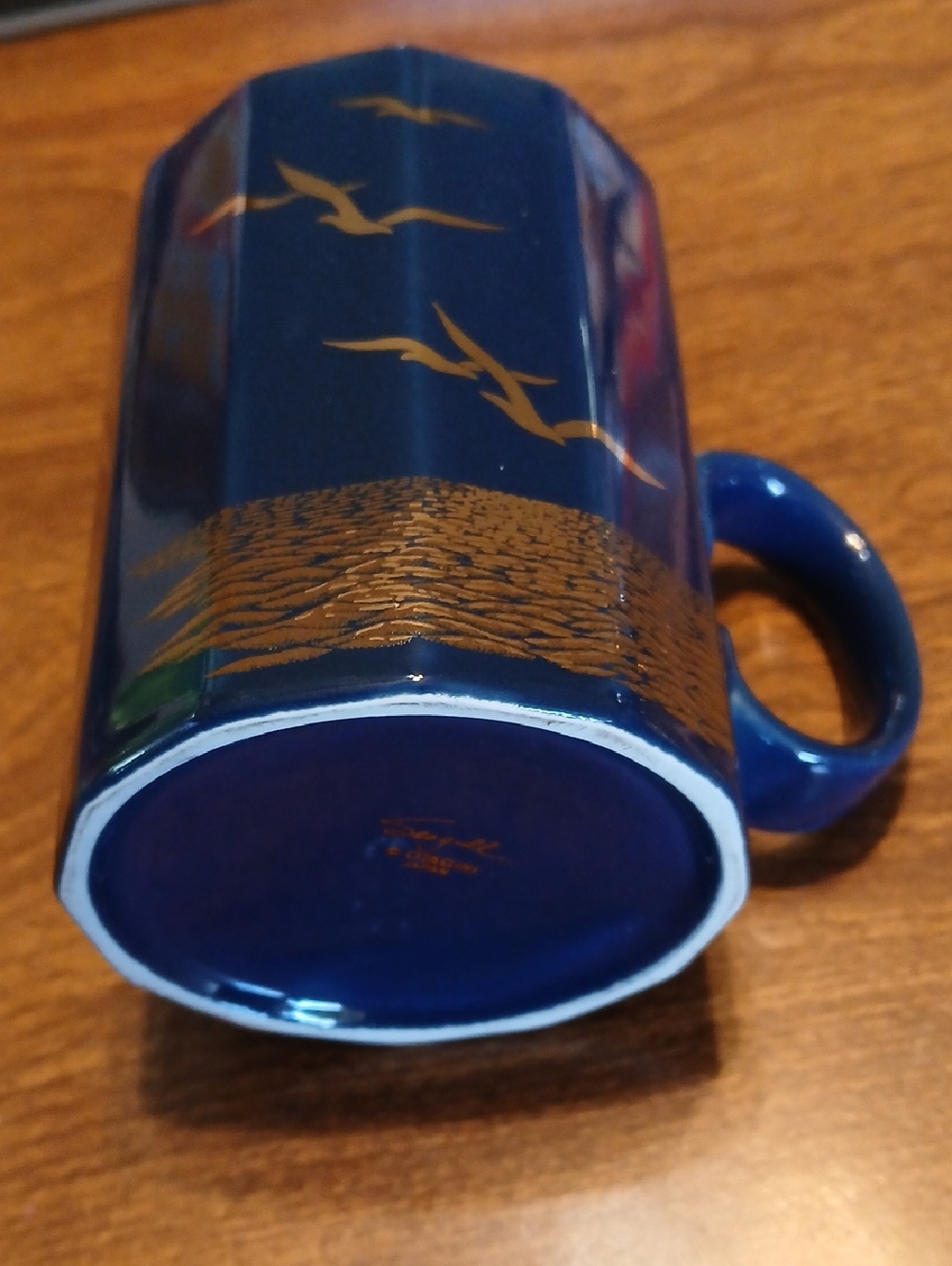 Blue Otagiri Japan  Cup/Mug with Gold Seagull & Wave Design
